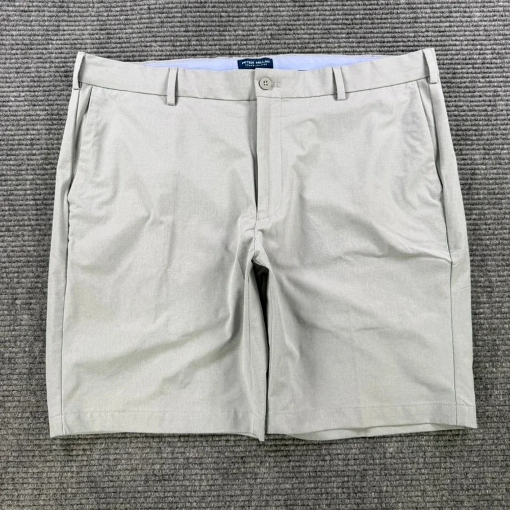 Peter Millar Crown Crafted Surge Performance Shorts Mens 38 Tailored Fit Tan